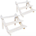 2pcs White Display Riser, Earring Display Stands, Showcase Cascading Merchandise Organizer Tray Vendor Display Supplies for Tabletop Shows Solid Wood (3tier) - color: White-3tier-2pcs