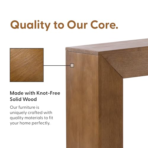 Plank+Beam Grand Console Table, 56 Inch Solid Wood Modern Sofa Table, Narrow Entryway Table for Hallway, Behind The Couch, Living Room, Foyer, Pecan Wirebrush - color: Pecan Wirebrush, size: 56 Inch
