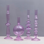 Candle Stick Candle Holder, Glass Candle Holders for Table Centerpiece, Modern Style Purple Candle Holder Mixed 4pcs - color: Purple