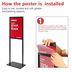 DISPLAYSWORKER Sign holder floor stand, heavy Duty Pedestal poster banner stand for display,22×28 inch slide-in double sided poster sign holder floor standing for board Display (Black, 22×28)