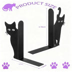 Peeping Cat Bookends Set of 2 - Heavy Duty Metal Bookends for Study & Office Bookshelf, Decorative Cat Lover Gifts, Non-Slip Book Organizers with Whimsical Peeking Cat Design