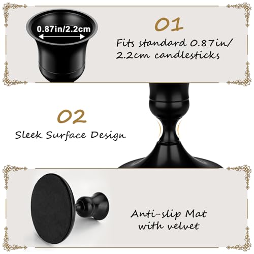 12 Pcs Candle Holders, Black Candlestick Holders Set for Table Centerpiece, Vintage Taper Candle Stand, Home Decor, Weddings, Festival and Dining Parties (Black) - color: 12pc-black