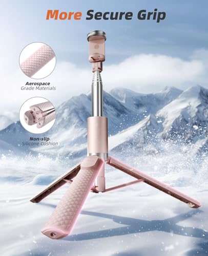 Vimose Phone Tripod & Selfie Stick with Remote, Portable, Lightweight for Video Recording Vlog, Extendable Travel Tripod Stand Compatible with iPhone Android, Pink, 62" - color: Pink