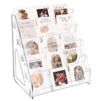 CELSOL Upgraded 5 Tier Acrylic Card Display Stand, Clear Display for Greeting Cards, Sports Cards, Postcards, Stickers & Brochures, Easy Snap-On, Increased Height & Thickness for Better Presentation - size: 5 Tier 1 Pack