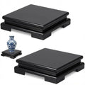 Chunful 2 Pcs Square Wooden Display Stand 6.7 x 6.7 x 2 Inch Wood Vase Display Base Black Pedestal Stand Square Vase Riser for Vases Teapot Trophy Collectibles Aquarium Lamp Home Decoration - size: 6.7 x 6.7 x 2 Inch