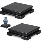 Chunful 2 Pcs Square Wooden Display Stand 6.7 x 6.7 x 2 Inch Wood Vase Display Base Black Pedestal Stand Square Vase Riser for Vases Teapot Trophy Collectibles Aquarium Lamp Home Decoration - size: 6.7 x 6.7 x 2 Inch