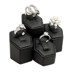 MOOCA Jewelry Ring Stand Holder Display Set, Ring Holders for Jewelry Organizer Stand Pedestals Display 4 Pcs Set, Black Faux Leather - color: Black Faux Leather