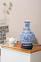 Blue and White Vase, Blue Vase, Chinoiserie Vase, Blue and White Ginger Jar Vase for Home Decor, Blue and White Porcelain Decor,9½"H - size: Blue 9.5"H