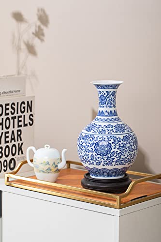 Blue and White Vase, Blue Vase, Chinoiserie Vase, Blue and White Ginger Jar Vase for Home Decor, Blue and White Porcelain Decor,9½"H - size: Blue 9.5"H