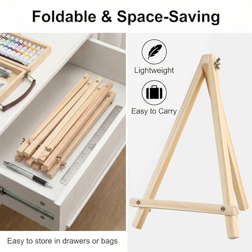 8 Pack 11.8In Tabletop Easel, Wooden Easels for Paiting Adjustable Foldable for Kids, Students, Beginners