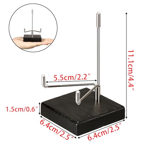 Hipiwe Display Stand Easel with Adjustable Stainless Steel Arm Easel with Wooden Base Easel Holder for Fossil Coral Geodes Rock Mineral Agate Plate Seashell Collectibles, 2.5"x2.5"x4.4" - size: Medium