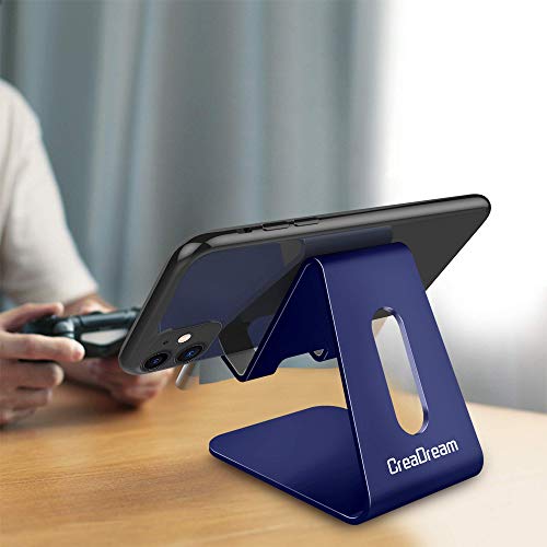 CreaDream Cell Phone Stand, Cradle, Holder,Aluminum Desktop Stand Compatible with Switch, All Smart Phone, iPhone 11 Pro Xs Max Xr X Se 8 7 6 6s Plus SE 5 5s-Navy Blue - color: Navy Blue