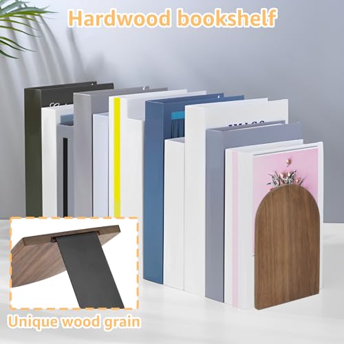 Wood Book Ends, Non Skid Desk Book Stands, Decorative Books Holder Creative BookStopper Sturdy Desk BookEnds to Hold Heavy Books Beech Bookend Supports for Office Home School(Piner) - color: Piner