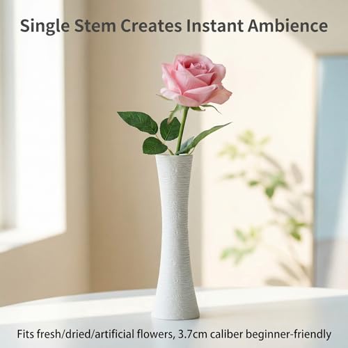 Small Ceramic Bud Vase Tall Conic Flower Single Stem Vase Modern Ceramic Flower Vases Home Decorative Floral Centerpiece for Arranging Bouquets Wedding and Office (Wide Mouth -Grey) - color: Gray