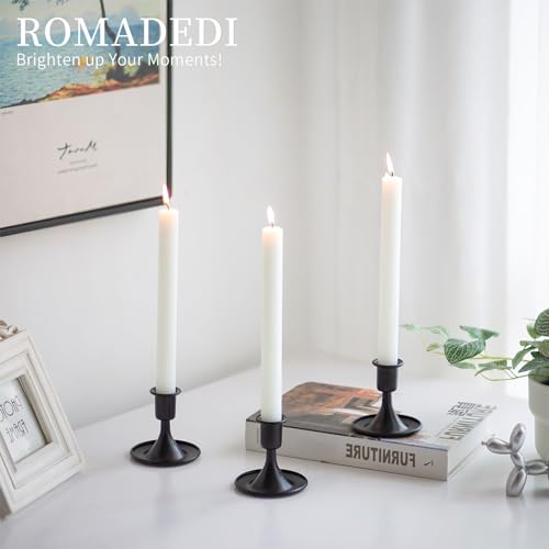 Black Candlestick Candle Holders for Taper : Romadedi Candle Stick Holder Vintage Table Centerpiece Halloween Decoration Wedding Christmas Fireplace Mantel Home Deocr Set of 2 - color: Black, size: 2 pcs