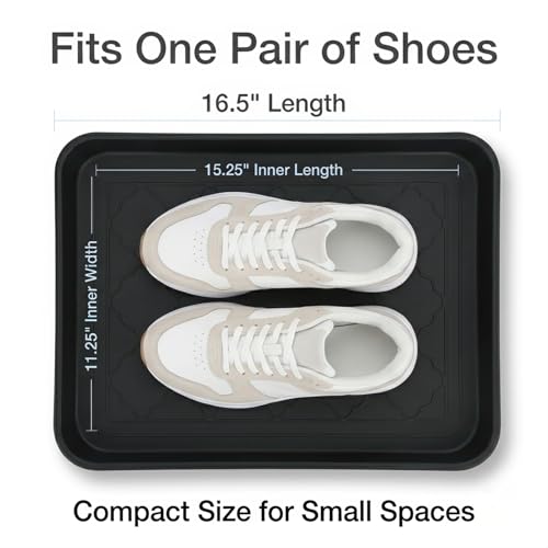 Kingrol 4-Pack Shoe Tray for Entryway Indoor, Small Boot Tray 16.5", Multi-Purpose Waterproof Mat for Shoes, Pet Bowls, Plants & Cleaning Supplies, Floor Protection Tray