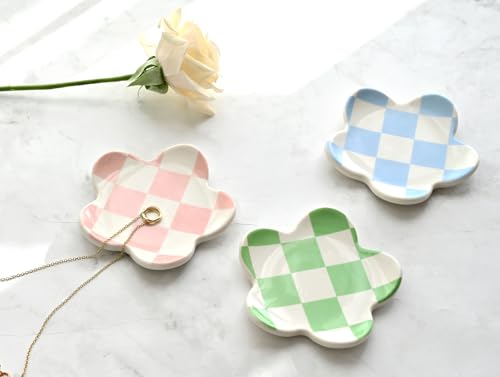 Teen Girls Gifts Trendy Preppy Stuff Aesthetic Room Decor Bedroom Decor Aesthetic Preppy Room Decor Aesthetic Stuff Checkered Jewelry Tray - style: Blue Checkered
