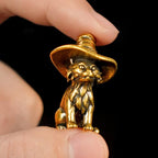 CHOVY Retro Handcrafted Witch Cat Ornament - 100% Solid Brass Desk Decor | Enchanting Feline Sculpture with Wizard Hat Unique Gift for Cat Lovers & Magic Enthusiasts - style: Wizard Cat