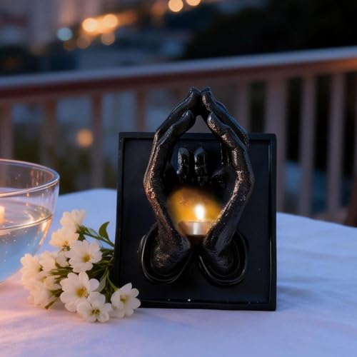 Praying Hands-A Perfect Blend of Warmth and Wishes, Praying Hands Candle Holder, 3D Wall Sconce Art Sculpture, Inspirational Prayer for Home, Office, Church Decorations (Black) - color: Black