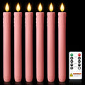Homemory 6 Pcs Real Wax Pink Flameless Taper Candles with Remote Timer, 9.6 Inches LED Fake Candlesticks, LED Candle with 3D Flickering Flame for Romantic Wedding, Dinner, Xmas Anniversary Decor - style: Romantic - Pink 9.6"