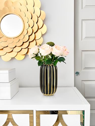 Briful Gold Plated Lantern Ceramic Vase Home Decor Creative Design Porcelain Decorative Flower Vase 8.66'' Black Ceramic Vases for Wedding Anniversary Decoration - color: 8.66'' Tall-black