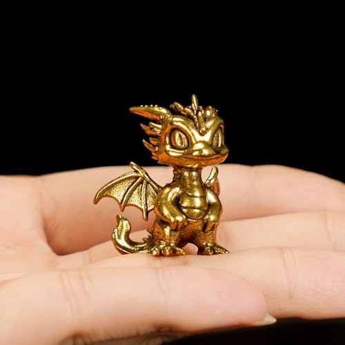 CHOVY Retro Handcrafted Flying Fire Dragon Ornament - 100% Solid Brass Decor | Unique Dragon Sculpture with Flaming Tail & Wings | Vintage Style Collectible Art Piece for Home, Fantasy Lovers Gift - style: Fire Dragon