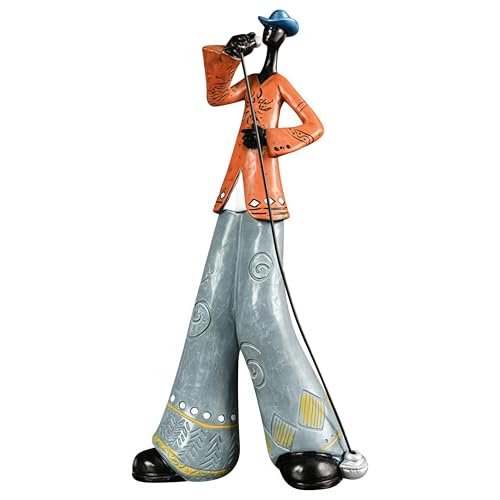 Vintage Jazz Band Decorative Singer Figurine,Western Band Sculpture,Creative Musician Decoration,Abstract Figure Ornaments,Suitable for Living Room,Wine Cooler,Bookshelf,entryway,etc. (Singer) - color: Singer