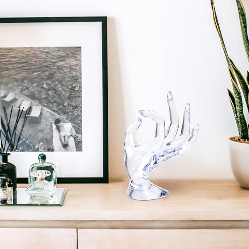 yuntop 1 Pack Hand Form Ring Holder Mannequin Hand Jewelry Organizer Stand Watch Stand Bracelet Ring Support Aesthetic Rack (Clear) - color: Clear