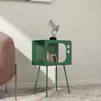 homary Modern End Table TV Shape Side Table, Metal Hollow Accent Table in Fresh Green, Narrow Sofa Table for Living Room Bedroom Apartment Decor (Green)