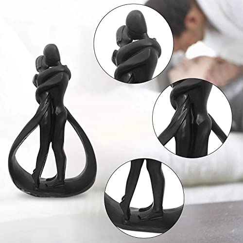 Resin Couple Modern Sculptures Home Decor Romantic Gift for Weddings Valentine's Day and Anniversaries Decoration Figurine for Girlfriend, Bridal Shower, Engagement (Black) - color: Black