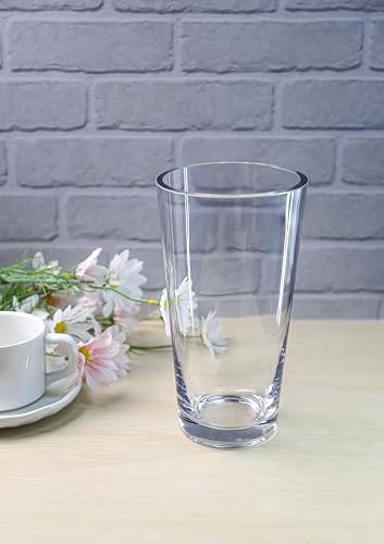 CYS EXCEL 8" Clear Glass Cylinder Vase Taper Down Flower Vase with 4.5" Opening Elegant Centerpiece for Weddings, Events, and Home Décor - size: 8"H x 4.5"O x 3.2"B