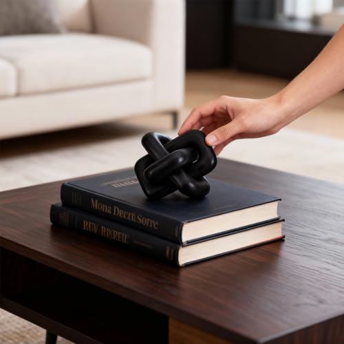 Wooden Knot Decoration Bohemian Decoration Hand-Carved Knot Black Coffee Table Decoration Suitable for Modern Home Bedroom Living Room Farmhouse Dining Table Minimalist Decoration (Black) - color: Black