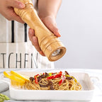 Wooden Pepper Grinder Pepper Mill Kit Manual Mills Solid with Strong Adjustable Ceramic Grinders for Grinding Spices, Cumin, Sesame, Paprika, - color: C Wood Colour Pepper Mill