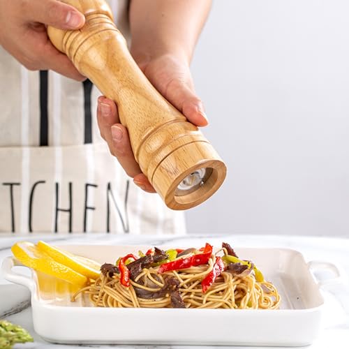 Wooden Pepper Grinder Pepper Mill Kit Manual Mills Solid with Strong Adjustable Ceramic Grinders for Grinding Spices, Cumin, Sesame, Paprika, - color: C Wood Colour Pepper Mill