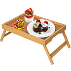 Artmeer Bed Tray Table with Folding Legs,Bamboo Breakfast in Bed for TV Table, Laptop Computer Tray,Eating,Snack Tray(Bamboo) - color: Bamboo, size: Medium