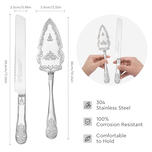 AW Bridal Silver Wedding Cake Knife And Server Set, Vintage Cake Cutting Set for Wedding, Personalized Cake Cutter Wedding Gift Bridal Shower Gift Anniversary Engagement Gift For Couple - color: Silver-I CHOOSE YOU