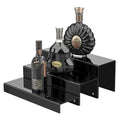 JUESHA 3 Tiers Bar Shelves for Liquor Bottles, 15" Black Acrylic Risers Display Racks Stands for Figures Pops Cupcake Perfume Collections (Patent: D1076520S) - color: Black