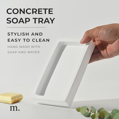MaisoNovo Concrete White Tray for Bathroom CounterTop | Bathroom Trays for Counter | Soap Tray for Kitchen - color: White Tray