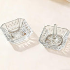 Clear Crystal Ring Holder Set of 2 Glass Jewelry Ring Dish Tray Gifts for Women on Engagement Wedding Party Mother's Day - color: clear-square