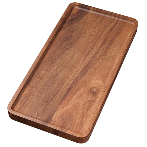 VERTORGAN Acacia Wood Serving Tray,11.8x5.9 Inch Decorative Trays Platter for Coffee Table,Living Room,Bar,Party,Mini Charcuterie Boards Cheese Board,Home Decor - style: 11.8*5.9in