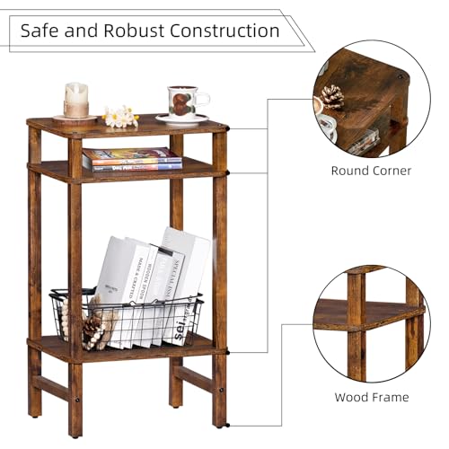 YUFAM Side Table End Table Tall Night Stand 3-Tier for Living Room Bedroom Bathroom Office Furniture Brown - color: Brown, size: 3 Tier