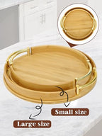 JUPELI 11.8″ Round Bamboo Serving Tray with Handles – Decorative Tray, Breakfast Tray, Coffee Table Tray, Ottoman Tray, Kitchen Platter for Drinks, Snacks, Vanity, Home Decor & Gifts - style: 1 PACK-Round-11.8"