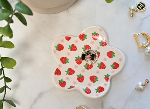 Teen Girls Gifts - Trendy Preppy Stuff - Aesthetic Bedroom Decor - Preppy Room Decor - Checkered Jewelry Tray - style: Strawberry