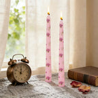 Taper Candles,10 inch 2pc Pink Tapered Candles with Peony Printed, Unscented and Smokeless Long Burning Candles,Tall Candlesticks with Cotton Wicks,Ideal for Weddings, Home Décor - style: Peony（2）