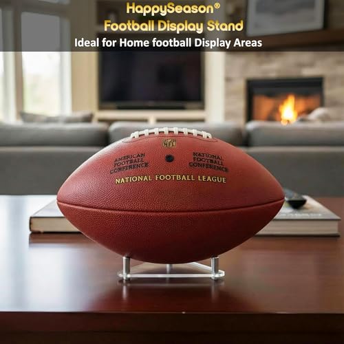 Happyseason 3-Pack Acrylic Football Stand, Basketball Stand with Stainless Steel Rods, Soccer Ball Holder, Volleyball Holder, Round-Edge Rack for Balls, Easy to Assemble (Clear)