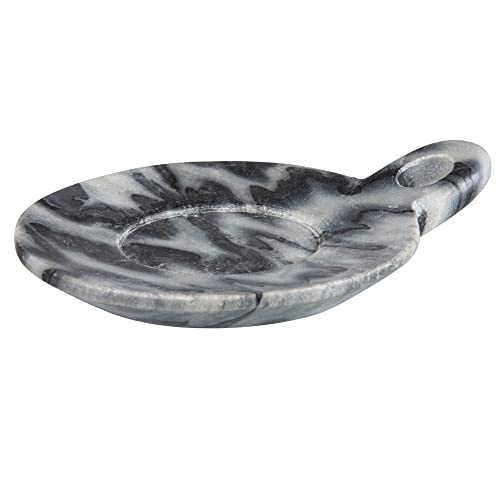 Hand-Carved Marble Dish with Handle, Grey - color: Gray, size: 7.5" x 6"