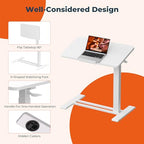 Medical Adjustable Overbed Bedside Table with Casters 90° Tilting Desktop Pneumatic Mobile Rolling Laptop Computer Standing Desk Cart with Tray, Hospital Table(31.5" W x 17.7" D, White) - color: White, size: 3218