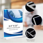 30 Pack Acrylic Sign Holder 8.5 x 11, Double-Sided Clear Sign Holder Plastic Stands for Display, T Shape Acrylic Table Sign Stands for Office Store Restaurants Wedding Party Decoration