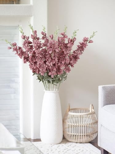 8PCS Delphinium Artificial Flowers Larkspur Fake Flowers 33.5in Long Stem Faux Silk Flowers for Tall Vases for Home Wedding Party Floral Arrangements Centerpiece Table Decorations (Cameo Brown) - color: Cameo Brown