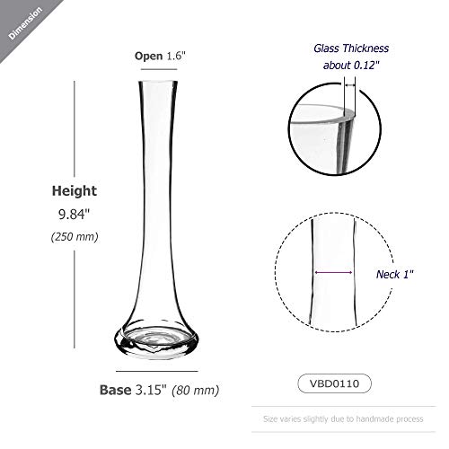 WGV Gathering Bud Vase, Width 3", Height 10", Clear Standard Concaved Hurricane Glass Floral Container Centerpiece Planter for Wedding Party Event Home Office Decor, 1 Piece - size: 3"x10"H Gathering